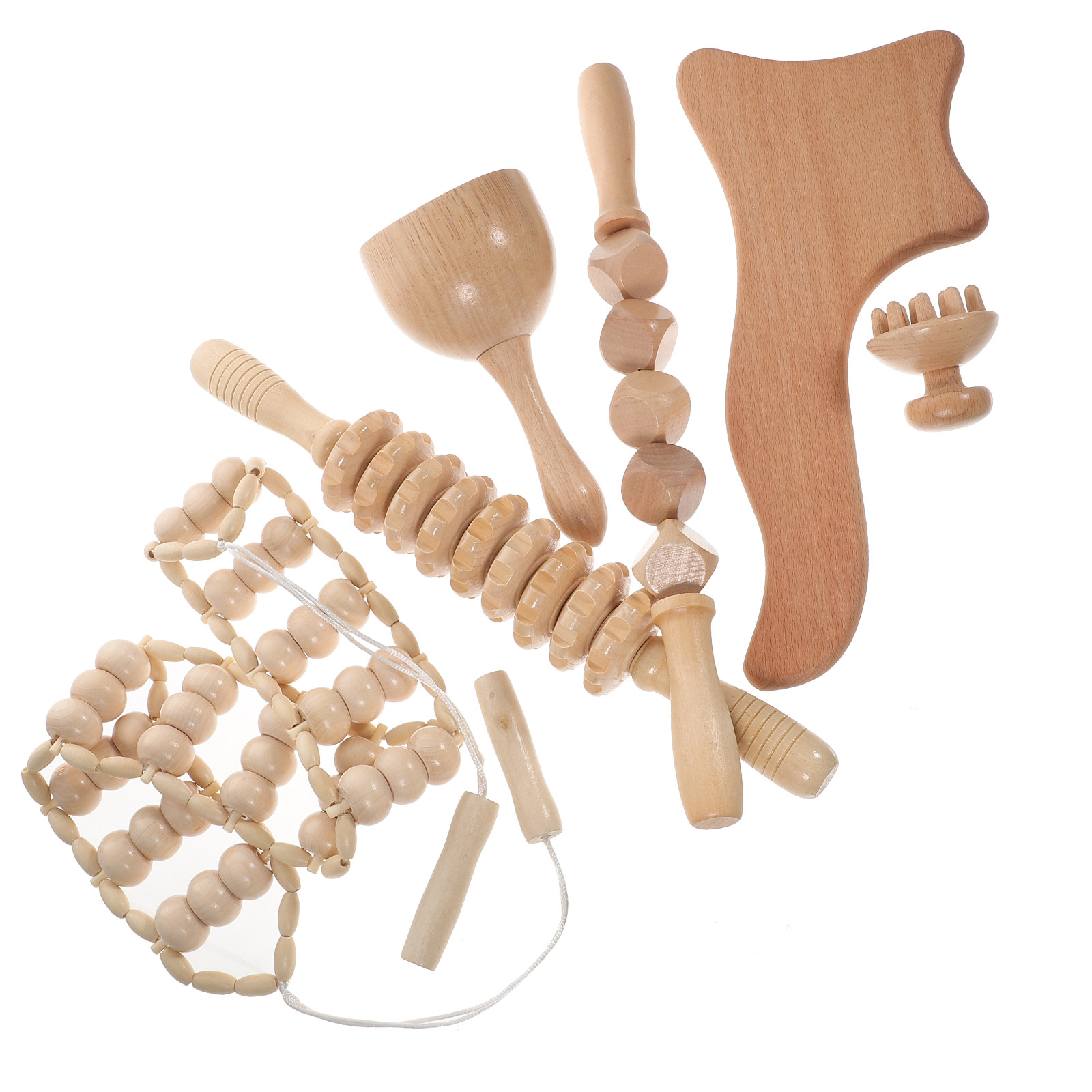 Muscle Roller Stick - مجموعة أدوات تدليك خشبية من 6